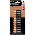 Duracell Alkaline AA size Batteries in a 10-piece pack