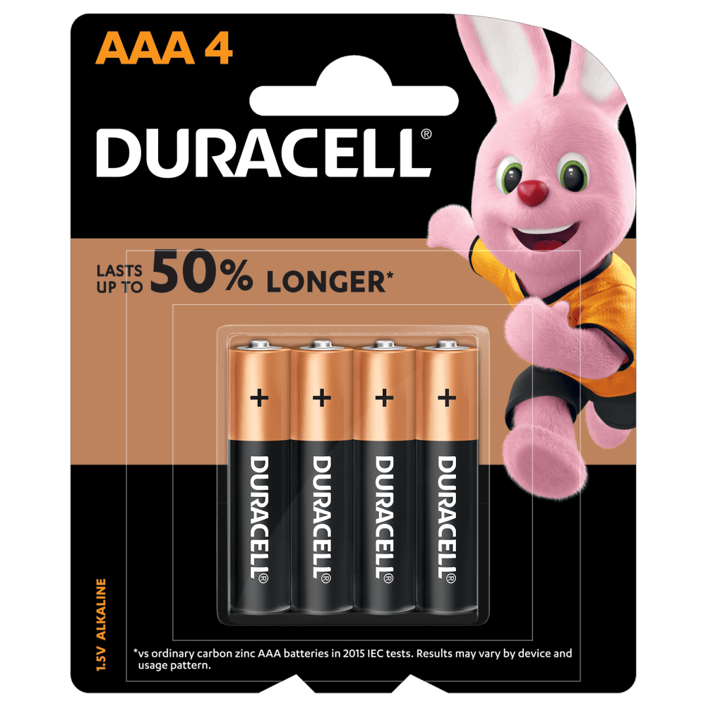 Duracell Alkaline AAA size Batteries in a 4-piece pack