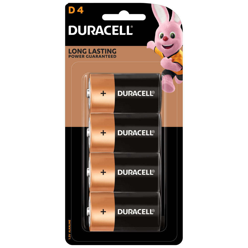 Duracell D sized Alkaline Batteries in a 4-piece pack