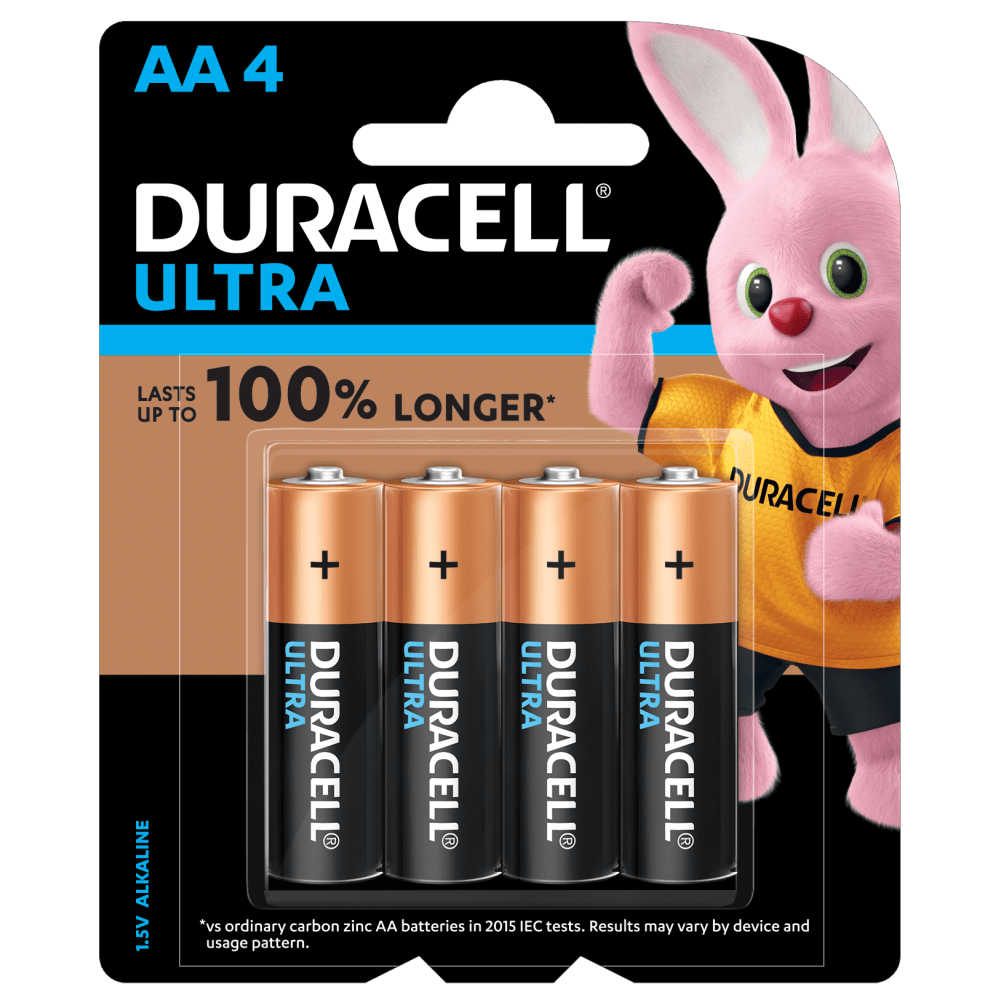 Duracell AA sized Ultra Alkaline Batteries in a 4-piece pack