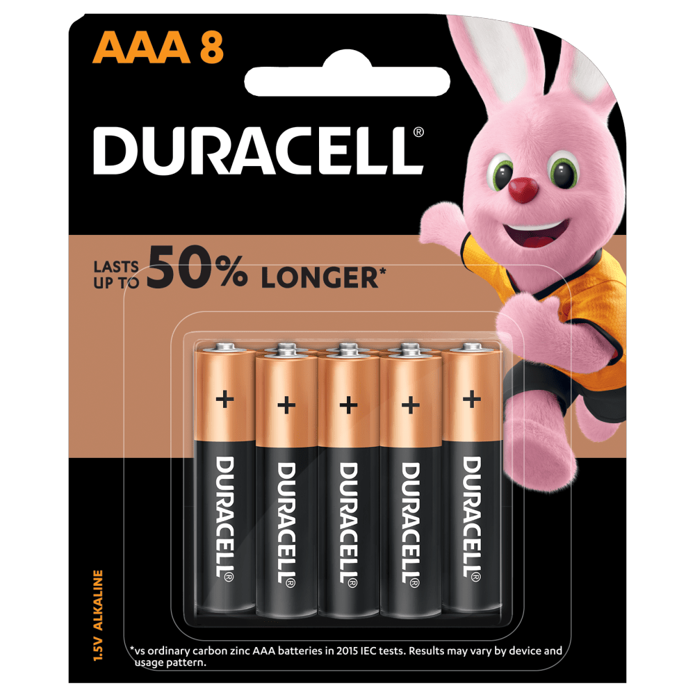 Duracell Alkaline AAA size Batteries in a 8-piece pack