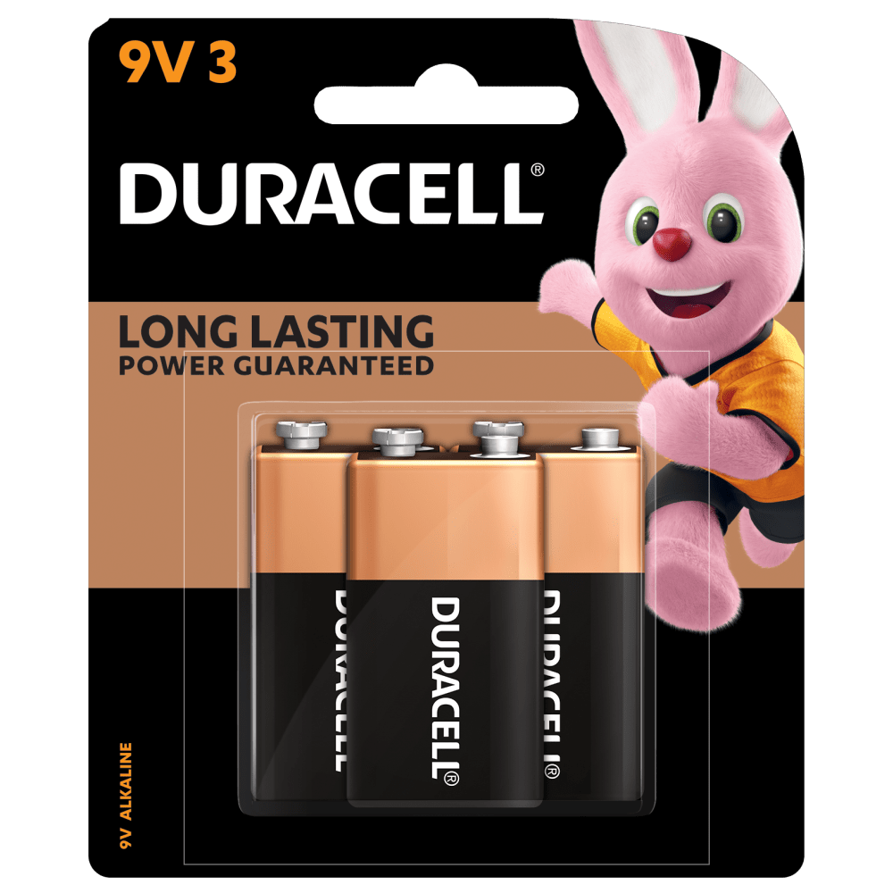 Duracell 9V Alkaline Battery in a 3-piece pack