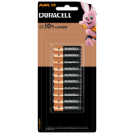 Duracell Alkaline AAA size Batteries in a 10-piece pack