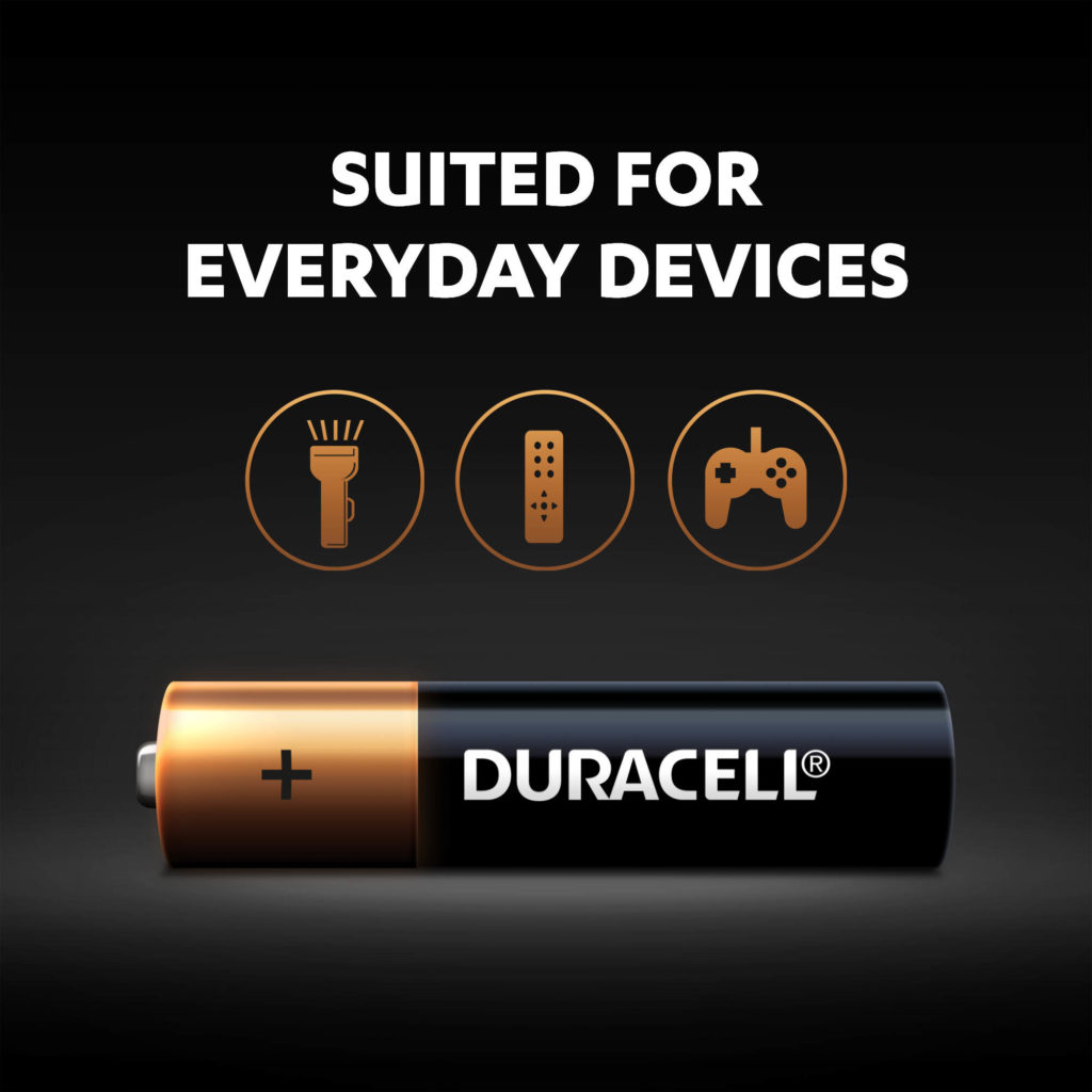 Duracell Alkaline AAA sized Battery is suited for everyday devices