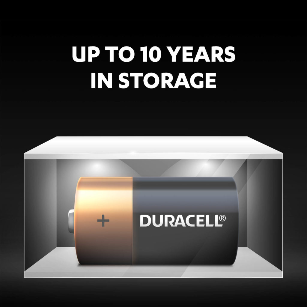 Duracell C sized Alkaline Batteries stay fresh and powered for up to 10 years in ambient storage