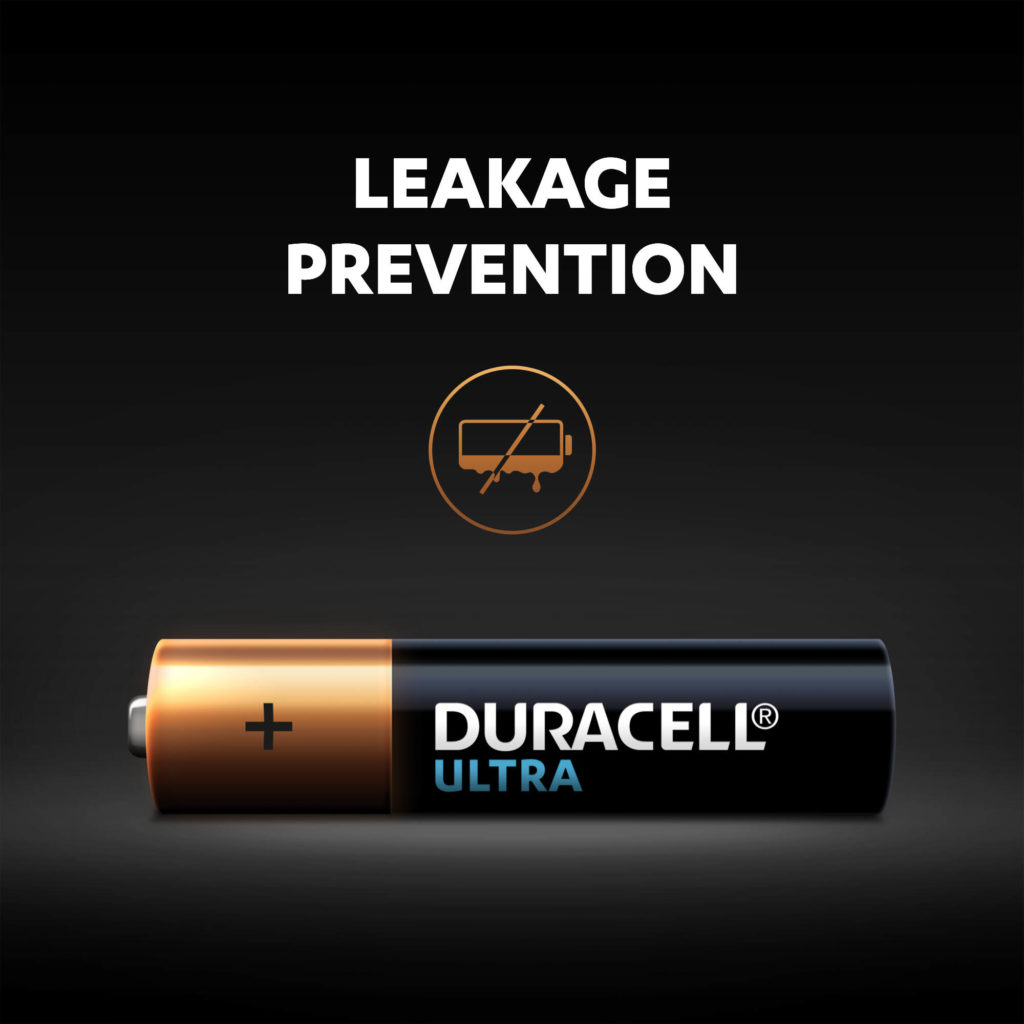 Battery leakage prevention illustration Duracell Ultra AAA Battery