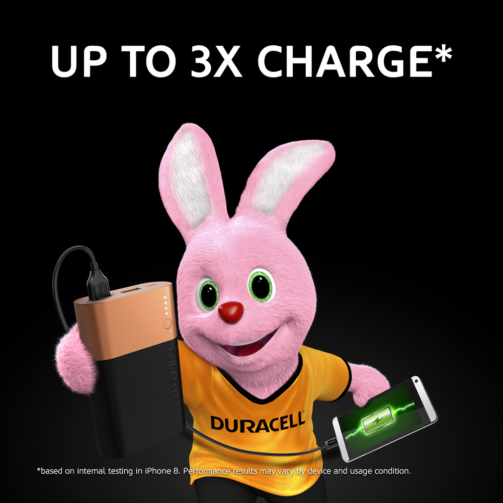 Duracell Powerbank 10050mAh energy equals to the 3 full iPhone 8 phone charges