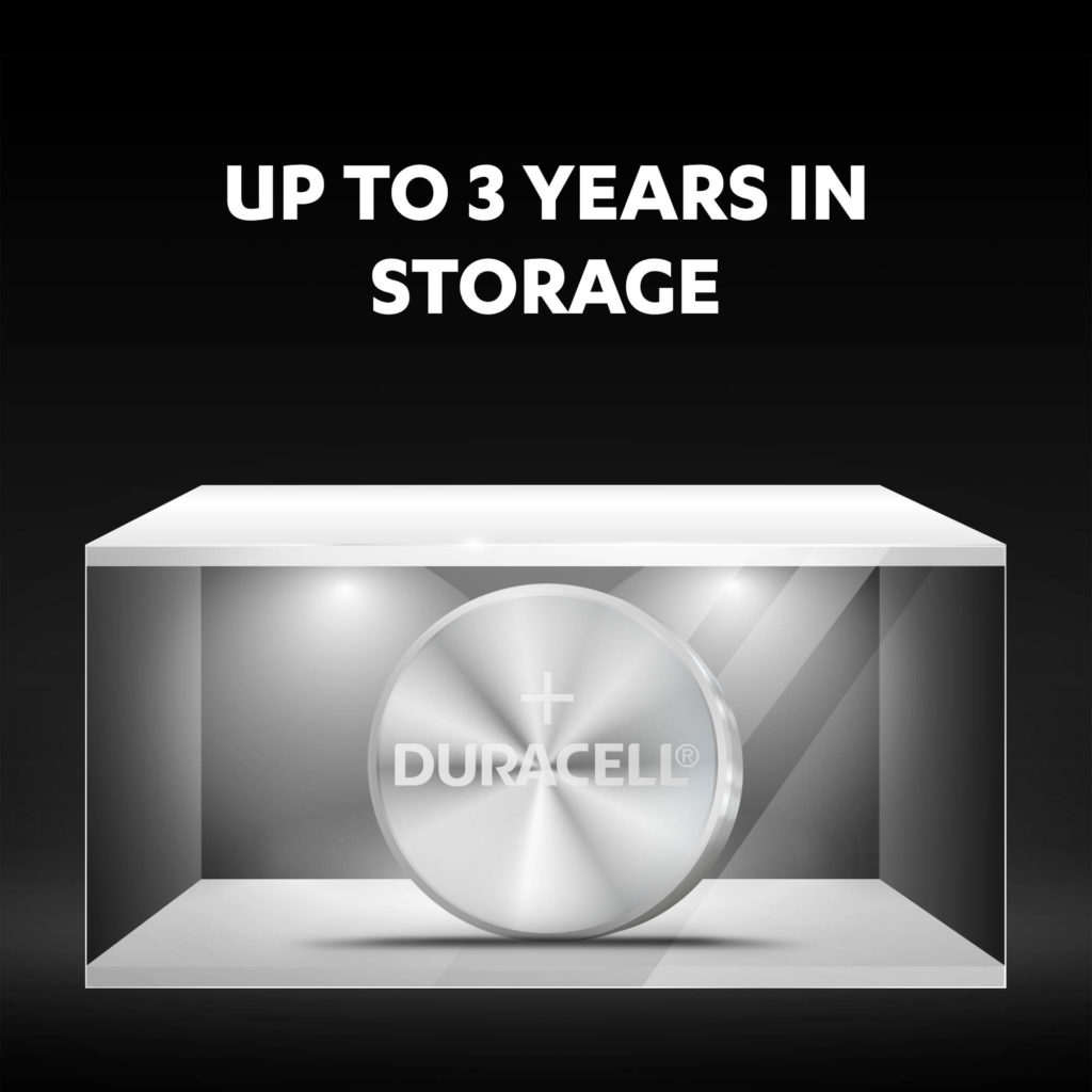 Duracell Specialty Silver Oxide 377/376 Coin Batteries stay fresh and powered for up to 10 years in ambient storage